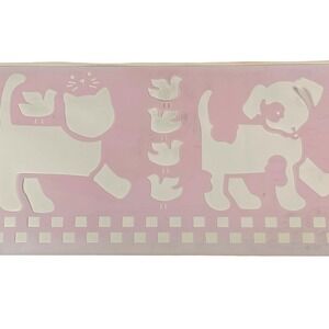Vintage Delta Stencil Magic Border Pink Cat Dog Bird Pre-Cut Nursery Kawaii 90s
